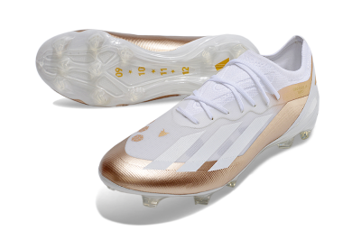 Men's Adidas X Crazyfast.1 FG Firm Ground Low-Tops Football Boots - Silver/White/Brown