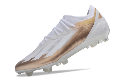 Men's Adidas X Crazyfast.1 FG Firm Ground Low-Tops Football Boots - Silver/White/Brown