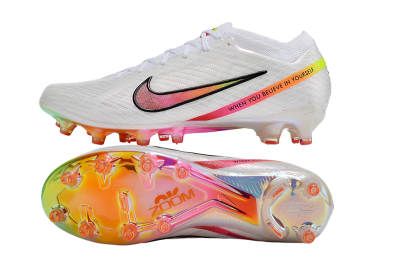 Men's Nike Air Zoom Mercurial Vapor 15 Elite AG Artificial Grass Low-Tops Football Boots - White/Pink/Black/Yellow/Gold