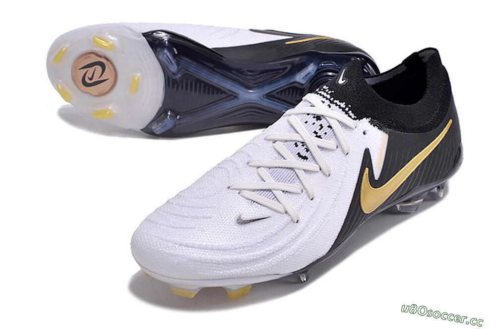 Men's Nike Phantom Luna Elite Low FG Firm Ground Low-Tops Football Boots - White/Black/Gold 3