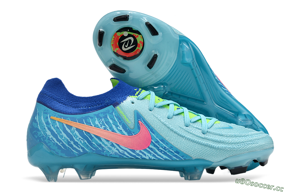 Men's Nike Phantom Luna Elite FG Firm Ground Low-Tops Football Boots - Green/Pink/Orange 2