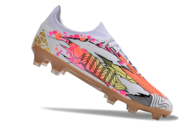 Men's Puma Ultra Ultimate FG Firm Ground Low-Tops Football Boots - White/Black/Blue/Orange