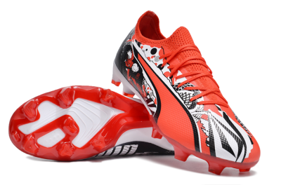 Men's Puma Ultra Ultimate FG Firm Ground Low-Tops Football Boots - Red/White/Black