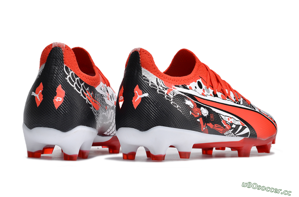 Men's Puma Ultra Ultimate FG Firm Ground Low-Tops Football Boots - Red/White/Black 6