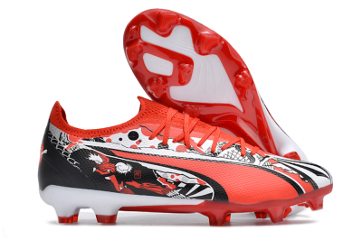 Men's Puma Ultra Ultimate FG Firm Ground Low-Tops Football Boots - Red/White/Black
