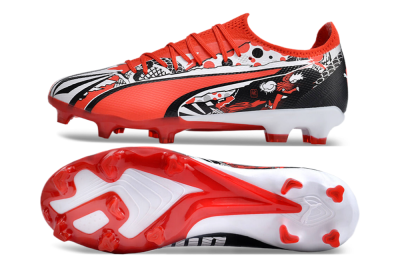 Men's Puma Ultra Ultimate FG Firm Ground Low-Tops Football Boots - Red/White/Black
