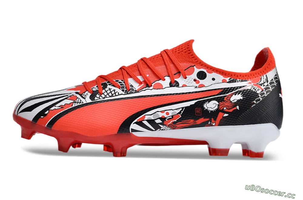 Men's Puma Ultra Ultimate FG Firm Ground Low-Tops Football Boots - Red/White/Black 0