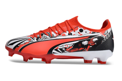 Men's Puma Ultra Ultimate FG Firm Ground Low-Tops Football Boots - Red/White/Black