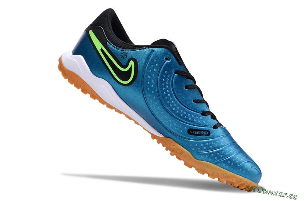 Men's Nike Tiempo Legend 10 Pro TF Artificial Turf Low-Tops Football Shoes - Jade/Black/Yellow 4