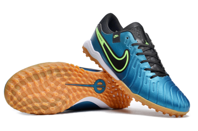 Men's Nike Tiempo Legend 10 Pro TF Artificial Turf Low-Tops Football Shoes - Jade/Black/Yellow