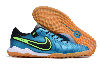 Men's Nike Tiempo Legend 10 Pro TF Artificial Turf Low-Tops Football Shoes - Jade/Black/Yellow