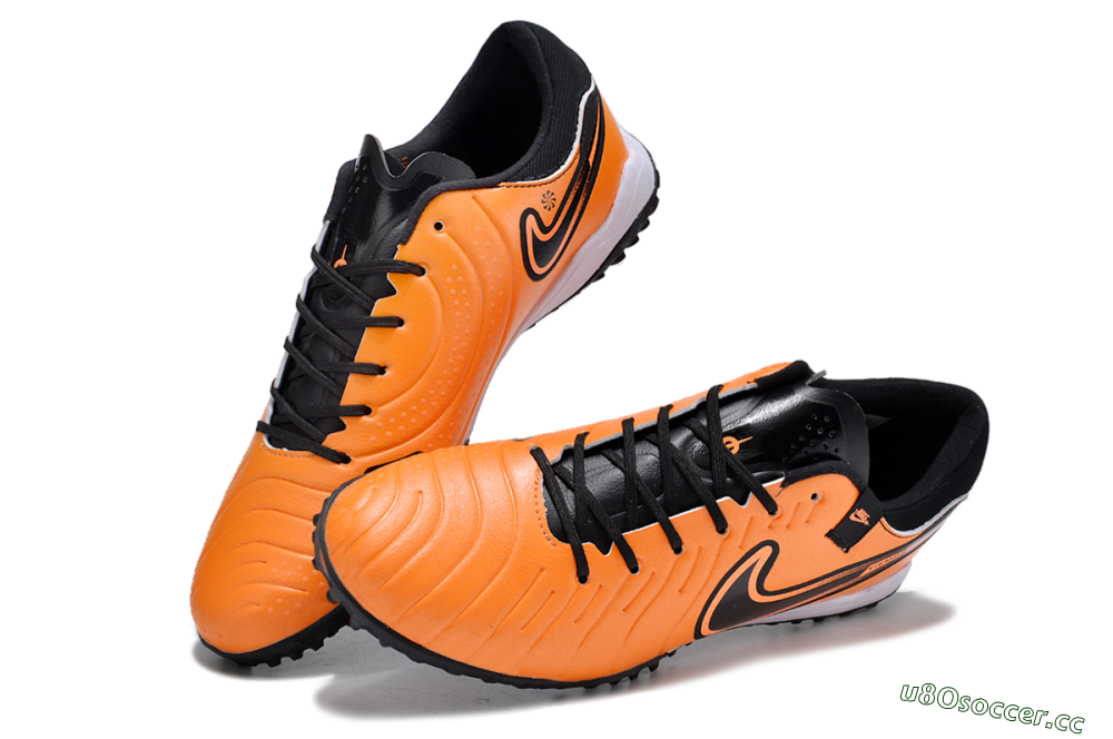 Men's Nike Tiempo Legend 10 Pro TF Artificial Turf Low-Tops Football Shoes - Orange/Black/White 3