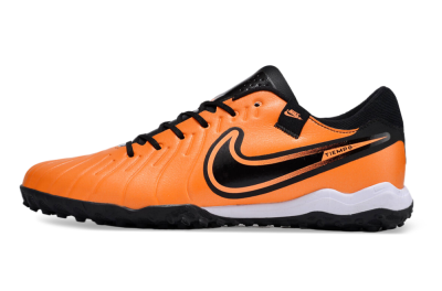 Men's Nike Tiempo Legend 10 Pro TF Artificial Turf Low-Tops Football Shoes - Orange/Black/White