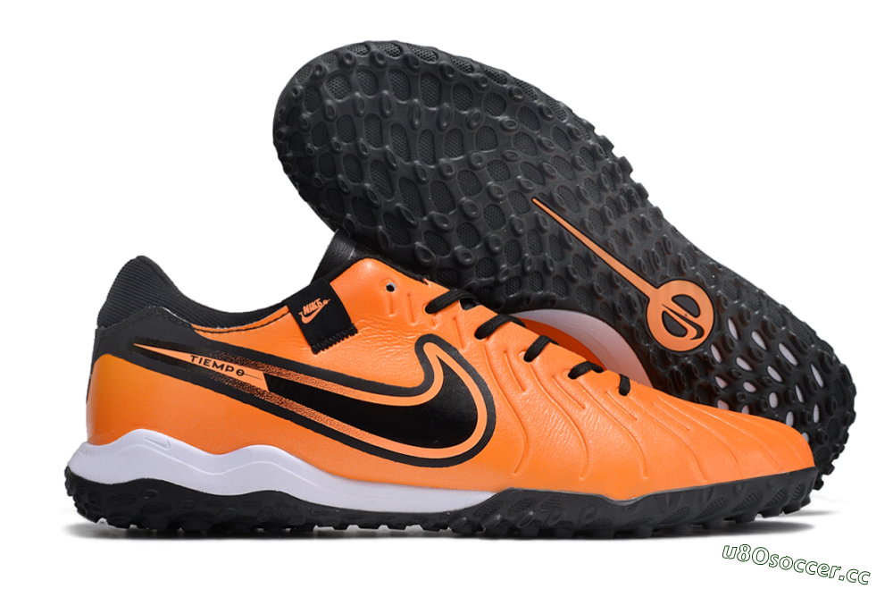 Men's Nike Tiempo Legend 10 Pro TF Artificial Turf Low-Tops Football Shoes - Orange/Black/White 2