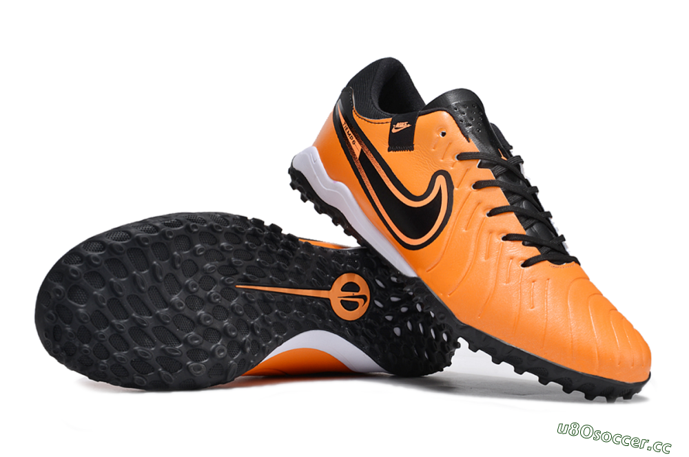 Men's Nike Tiempo Legend 10 Pro TF Artificial Turf Low-Tops Football Shoes - Orange/Black/White 1