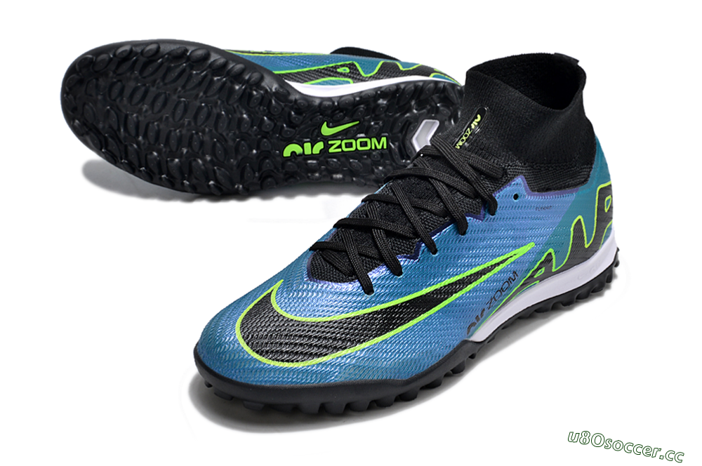 Unisex Nike Air Zoom Mercurial Superfly 9 Elite TF Artificial Turf High-Tops Football Shoes - Blue/Yellow/Black 3