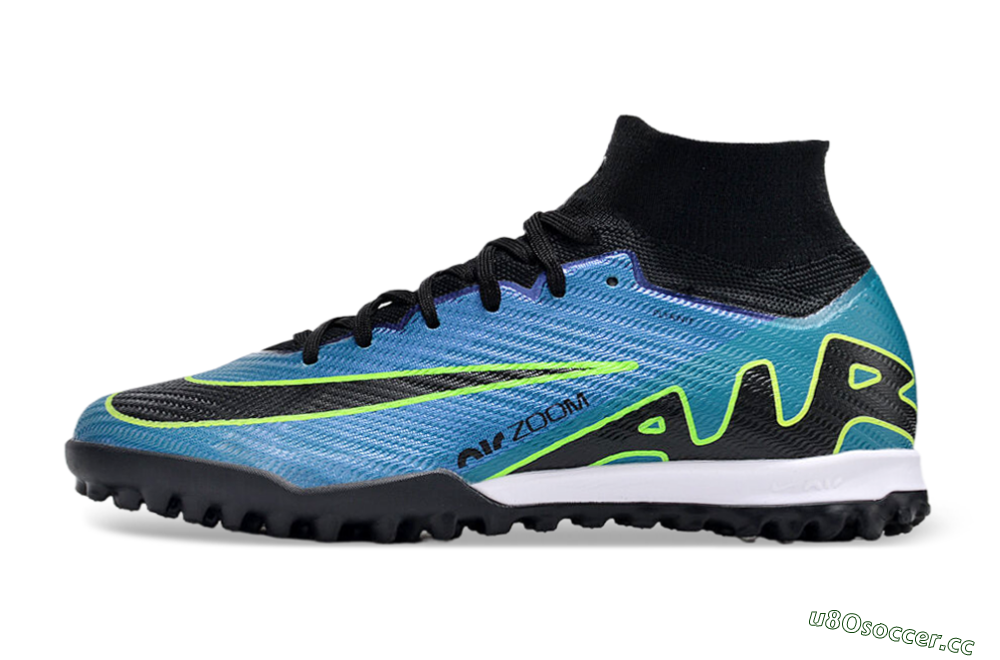 Unisex Nike Air Zoom Mercurial Superfly 9 Elite TF Artificial Turf High-Tops Football Shoes - Blue/Yellow/Black 0