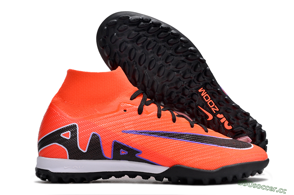 Unisex Nike Air Zoom Mercurial Superfly 9 Elite TF Artificial Turf High-Tops Football Shoes - Red/Purple/Black 2