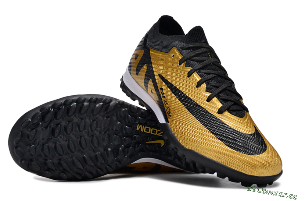 Unisex Nike Air Zoom Mercurial Vapor 15 Elite TF Artificial Turf Low-Tops Football Shoes - Gold/Black/White 1