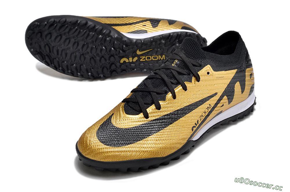 Unisex Nike Air Zoom Mercurial Vapor 15 Elite TF Artificial Turf Low-Tops Football Shoes - Gold/Black/White 3