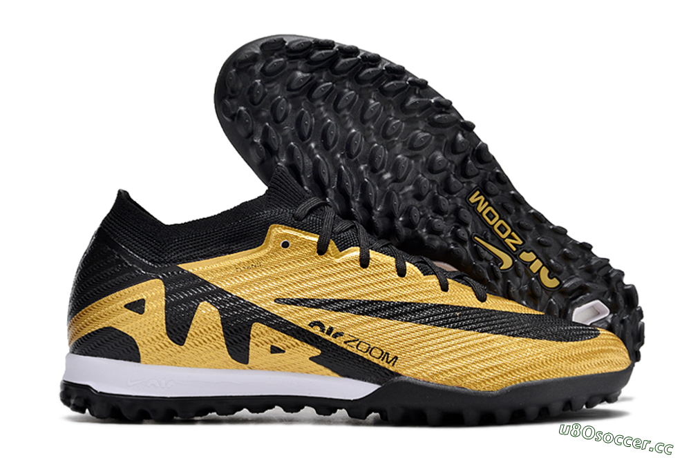 Unisex Nike Air Zoom Mercurial Vapor 15 Elite TF Artificial Turf Low-Tops Football Shoes - Gold/Black/White 2