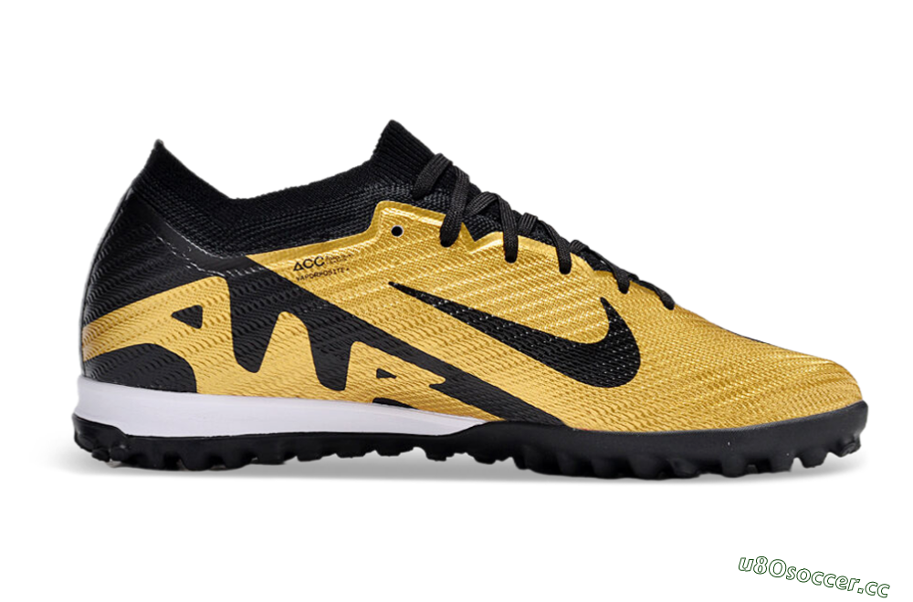 Unisex Nike Air Zoom Mercurial Vapor 15 Elite TF Artificial Turf Low-Tops Football Shoes - Gold/Black/White 5