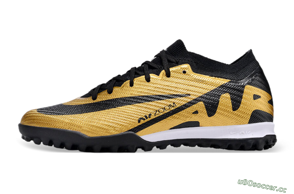Unisex Nike Air Zoom Mercurial Vapor 15 Elite TF Artificial Turf Low-Tops Football Shoes - Gold/Black/White 0