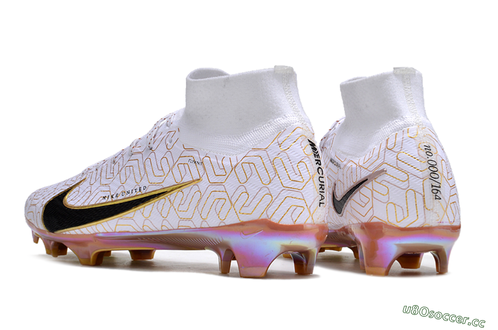 Unisex Nike Air Zoom Mercurial Superfly 9 Elite FG Firm Ground High-Tops Football Boots - White/Black/Gold 5