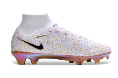 Unisex Nike Air Zoom Mercurial Superfly 9 Elite FG Firm Ground High-Tops Football Boots - White/Black/Gold
