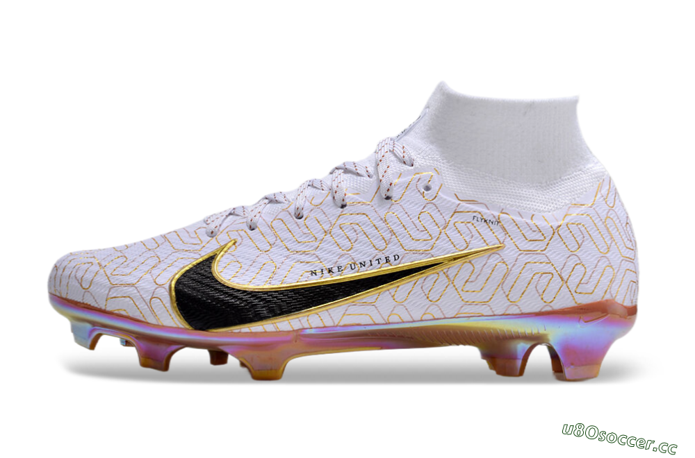 Unisex Nike Air Zoom Mercurial Superfly 9 Elite FG Firm Ground High-Tops Football Boots - White/Black/Gold 0