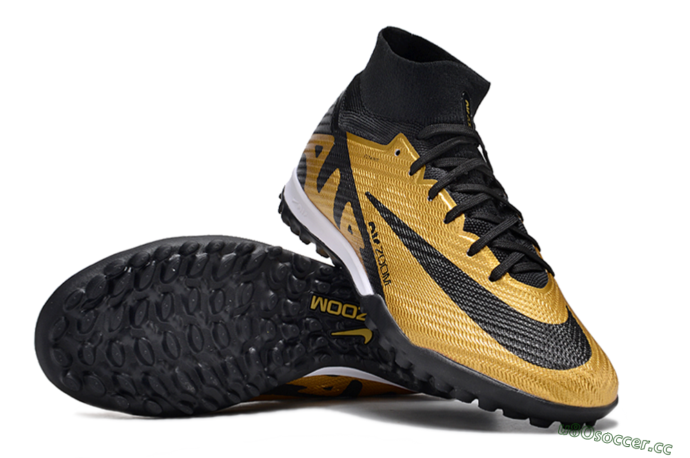 Unisex Nike Air Zoom Mercurial Superfly 9 Elite TF Artificial Turf High-Tops Football Shoes - Gold/Black/White 1