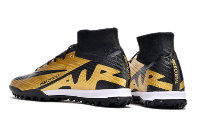 Unisex Nike Air Zoom Mercurial Superfly 9 Elite TF Artificial Turf High-Tops Football Shoes - Gold/Black/White