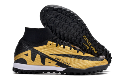 Unisex Nike Air Zoom Mercurial Superfly 9 Elite TF Artificial Turf High-Tops Football Shoes - Gold/Black/White