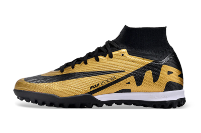 Unisex Nike Air Zoom Mercurial Superfly 9 Elite TF Artificial Turf High-Tops Football Shoes - Gold/Black/White