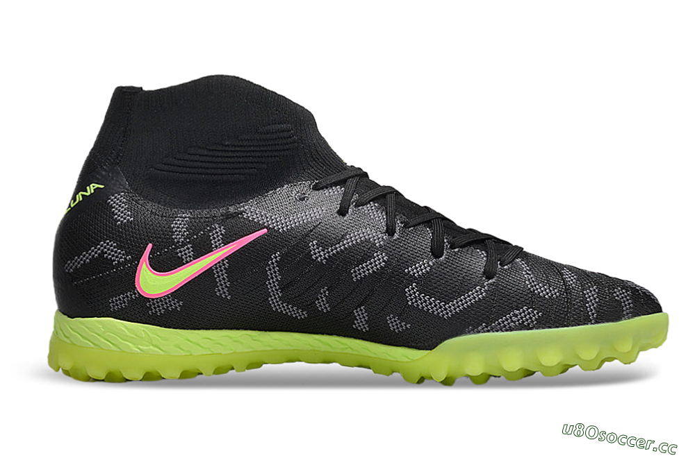 Unisex Nike Phantom Luna 2 Elite TF Artificial Turf High-Tops Football Shoes - Black/Yellow/Pink 6