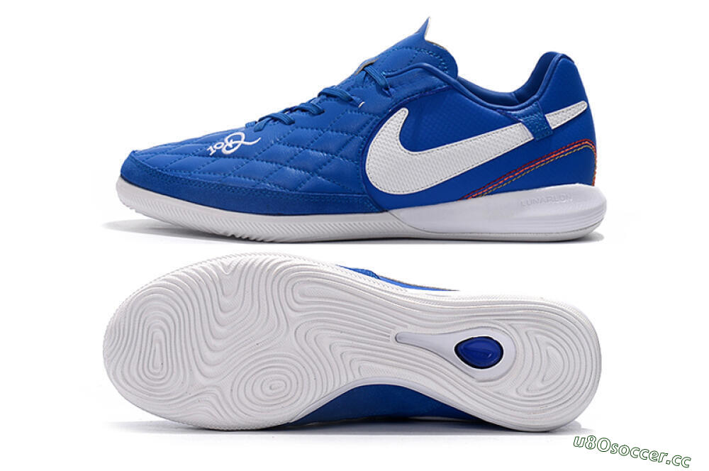 Men's Nike TiempoX Finale IC Indoor & Futsal Low-Tops Football Shoes - Blue/White 1