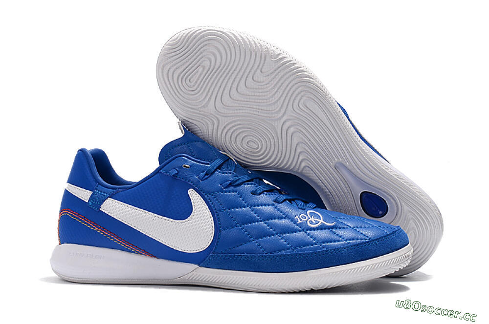 Men's Nike TiempoX Finale IC Indoor & Futsal Low-Tops Football Shoes - Blue/White 2