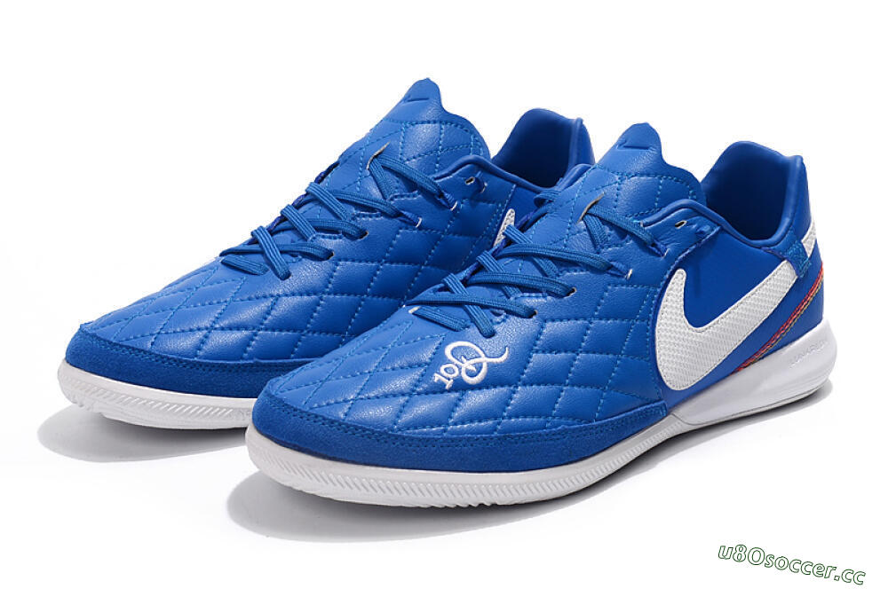 Men's Nike TiempoX Finale IC Indoor & Futsal Low-Tops Football Shoes - Blue/White 5
