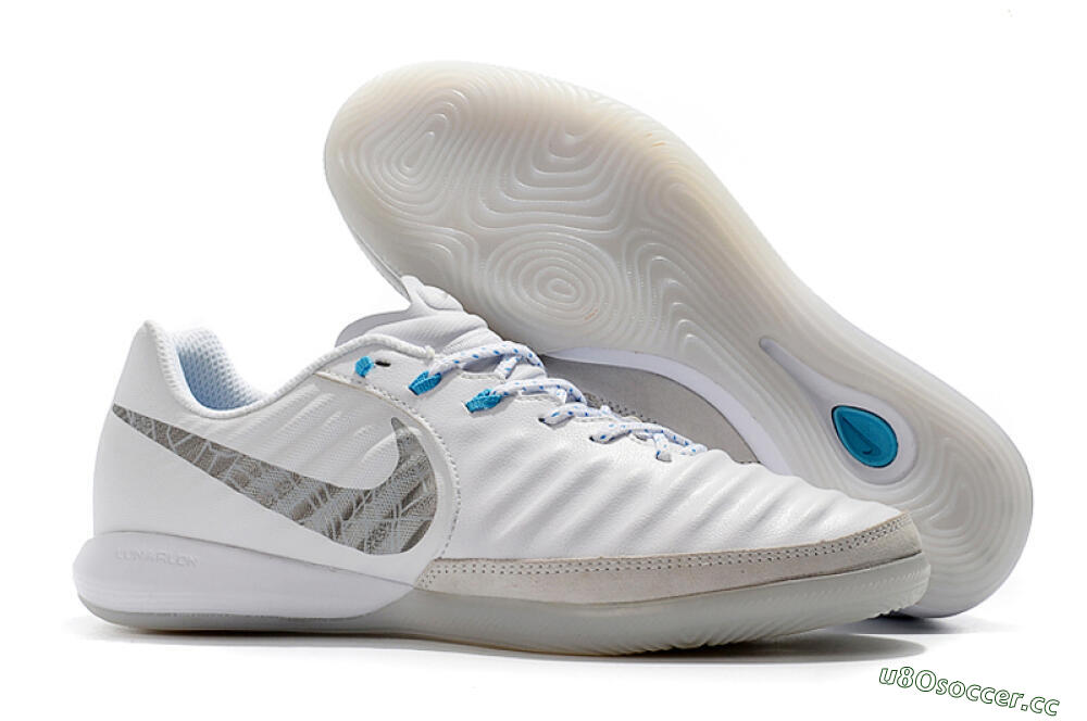 Men's Nike TiempoX Finale IC Indoor & Futsal Low-Tops Football Shoes - White/Grey/Black 2
