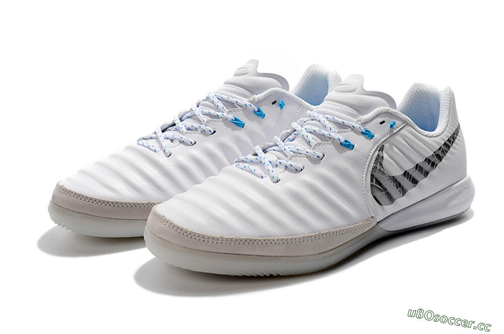 Men's Nike TiempoX Finale IC Indoor & Futsal Low-Tops Football Shoes - White/Grey/Black 5