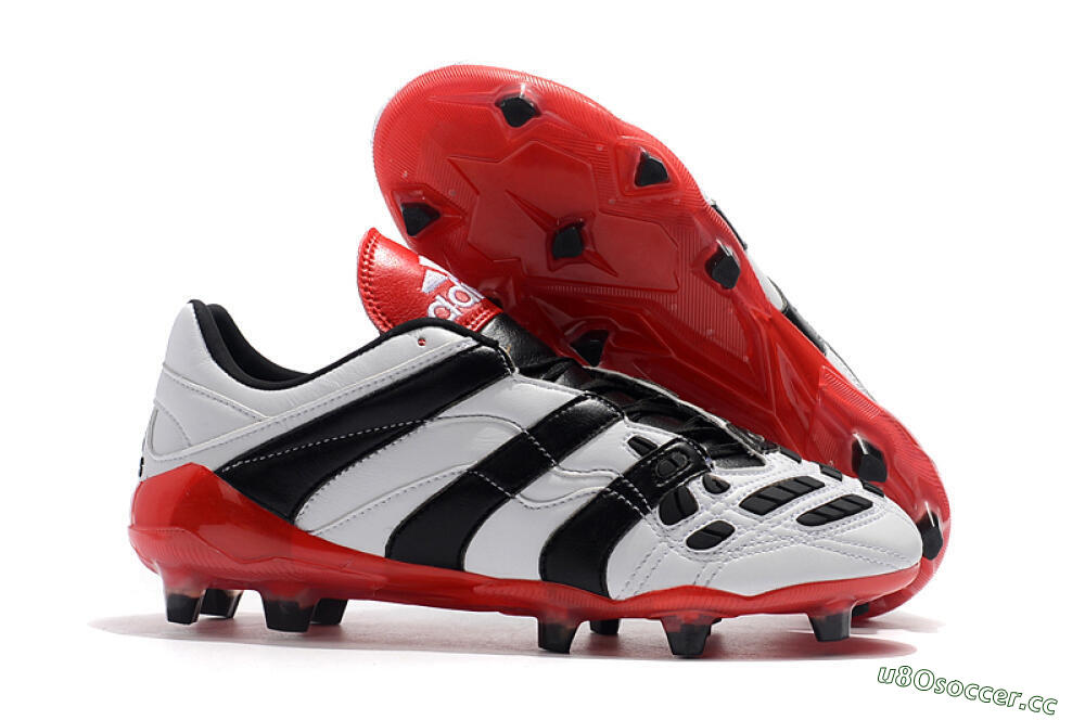 Men's Adidas Predator Accelerator Electricity FG Firm Ground Low-Tops Football Boots - White/Black/Red 2