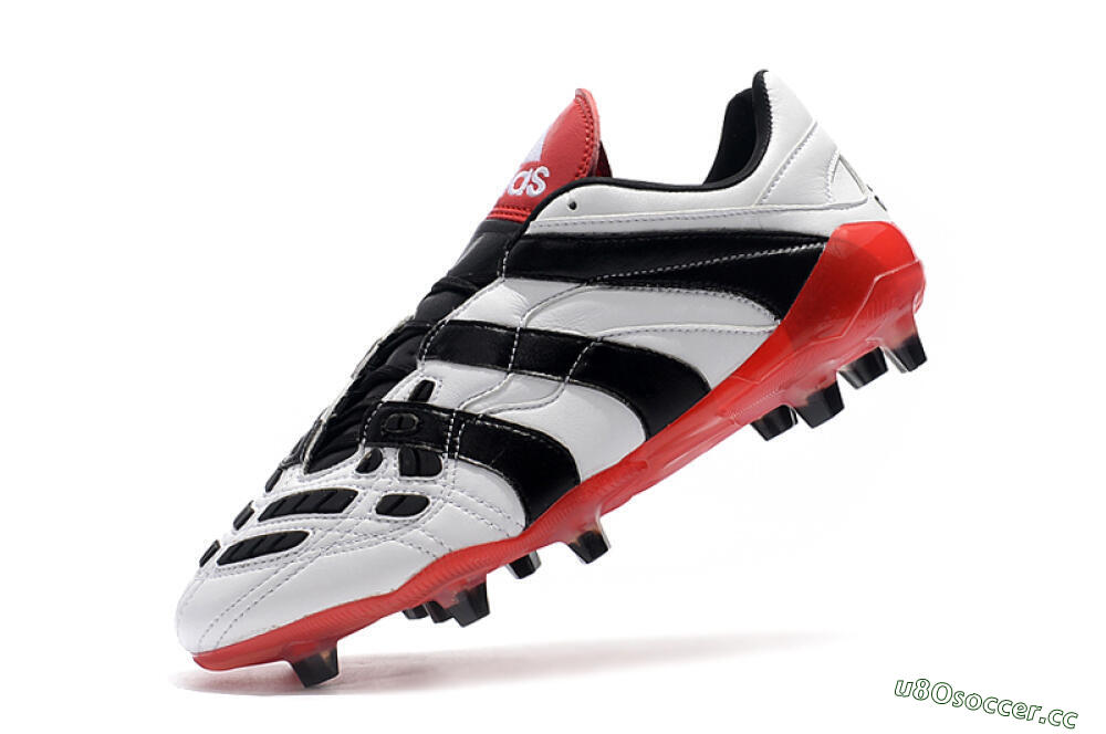 Men's Adidas Predator Accelerator Electricity FG Firm Ground Low-Tops Football Boots - White/Black/Red 7