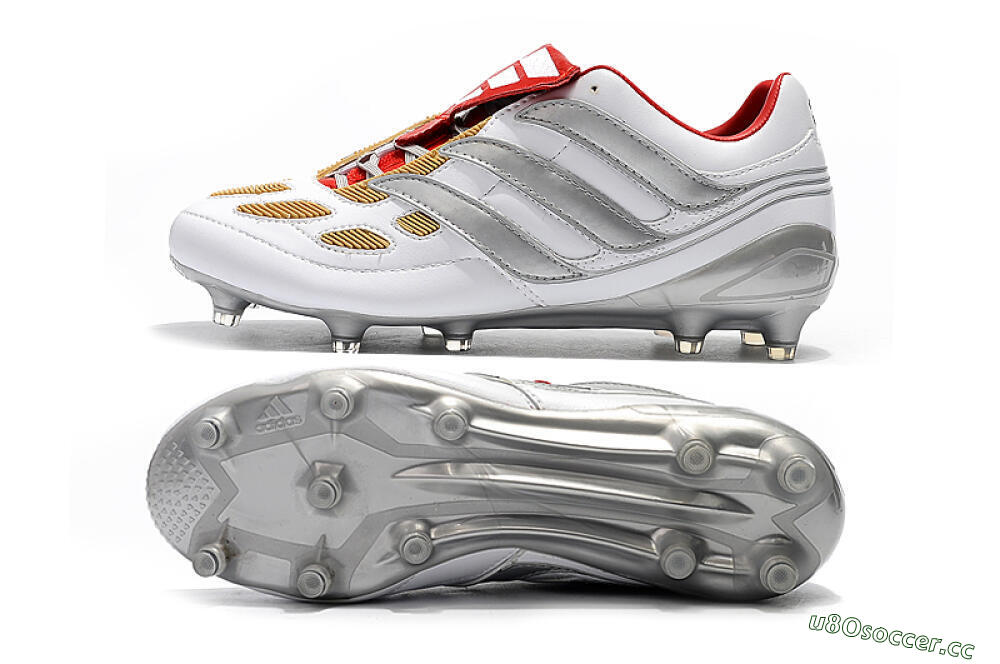 Men's Adidas Predator Precision FG Firm Ground Low-Tops Football Boots - White/Grey/Yellow 1