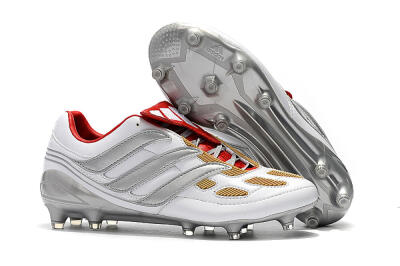 Men's Adidas Predator Precision FG Firm Ground Low-Tops Football Boots - White/Grey/Yellow