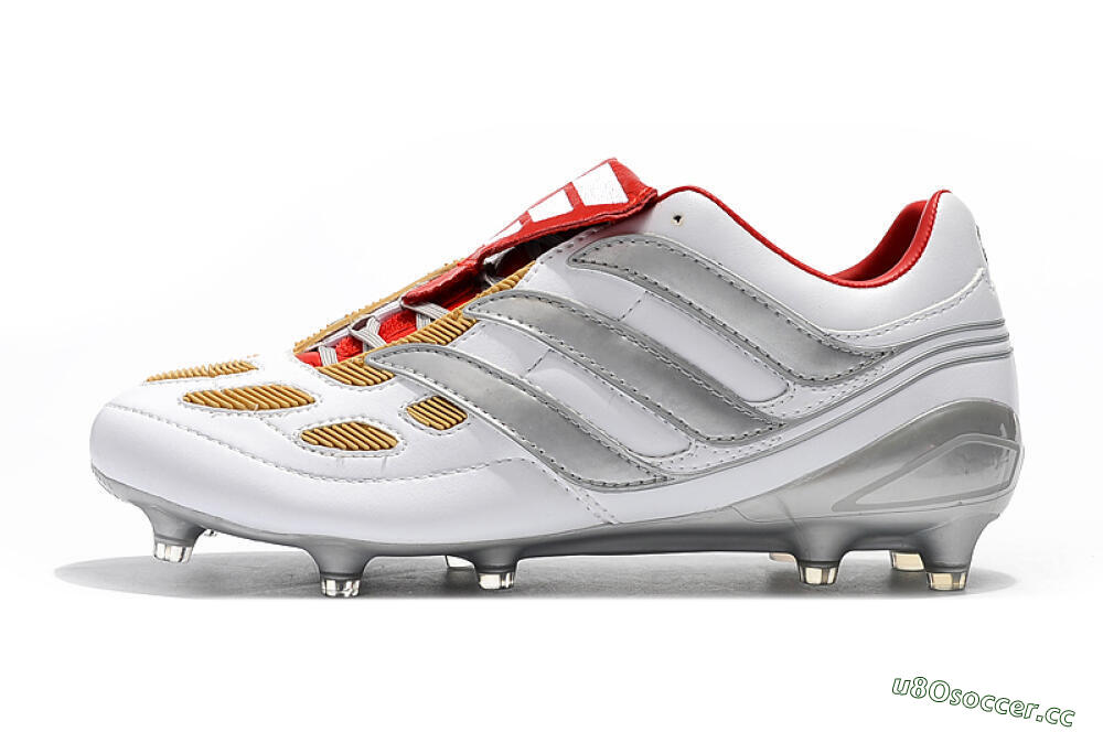 Men's Adidas Predator Precision FG Firm Ground Low-Tops Football Boots - White/Grey/Yellow 0