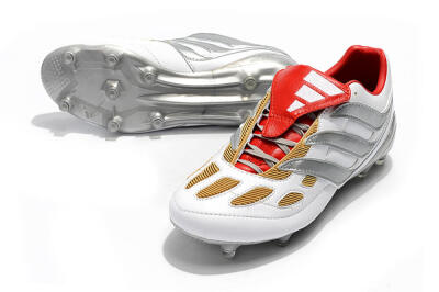 Men's Adidas Predator Precision FG Firm Ground Low-Tops Football Boots - White/Grey/Yellow