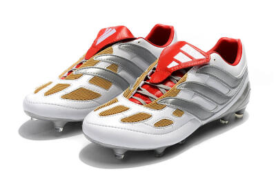 Men's Adidas Predator Precision FG Firm Ground Low-Tops Football Boots - White/Grey/Yellow