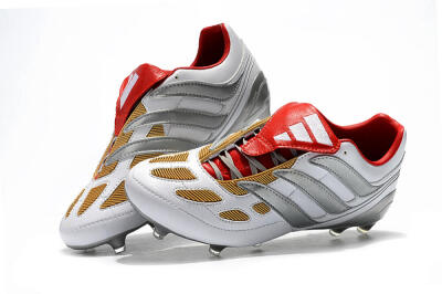 Men's Adidas Predator Precision FG Firm Ground Low-Tops Football Boots - White/Grey/Yellow