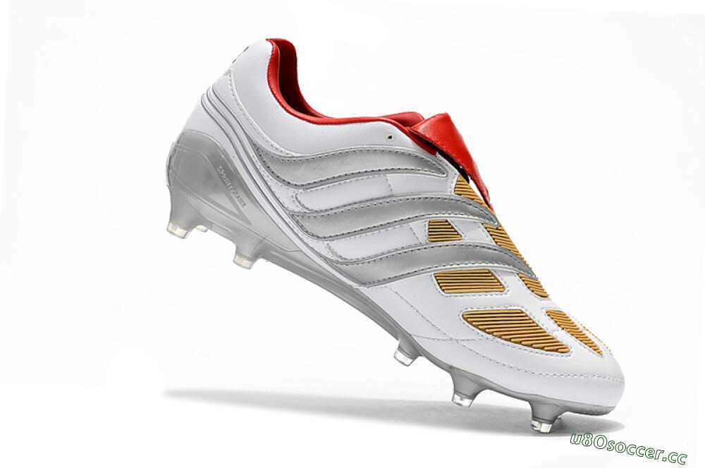 Men's Adidas Predator Precision FG Firm Ground Low-Tops Football Boots - White/Grey/Yellow 7
