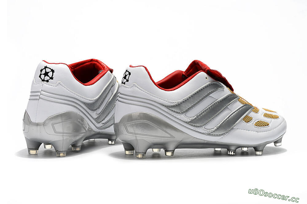 Men's Adidas Predator Precision FG Firm Ground Low-Tops Football Boots - White/Grey/Yellow 9